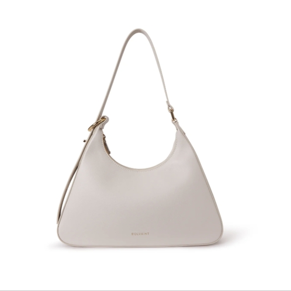 Bolvaint Blanche Leather Purse Light Gray Gold Small  Medium Shoulder Tote Bag - Picture 4 of 6